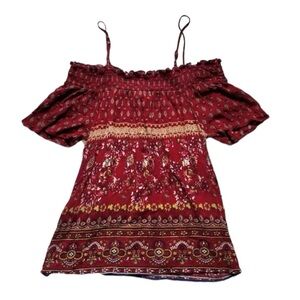 Maroon Off The Shoulder Floral Top